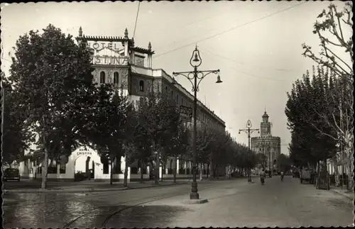 Ak Sevilla Andalusien, Calle del Almirante Lobo y Hotel Cristina