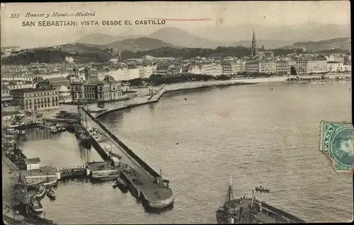 Ak Donostia San Sebastian Baskenland, Vista desde el Castillo