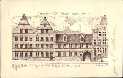 Künstler Ak Gand Gent Ostflandern, Conservatoire Royal du Musique, L'Ancienne Zikkel
