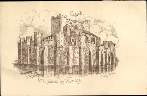 Künstler Ak Gand Gent Ostflandern, Le Chateau des comtes