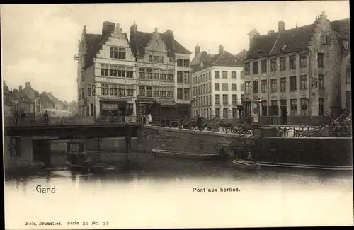 Ak Gand Gent Ostflandern, Pont aux herbes