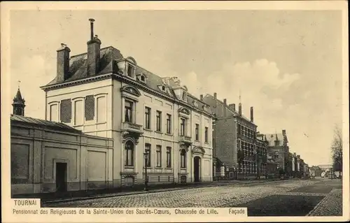 Ak Tournai Wallonien Hennegau, Pensionnat des Religieuses de la S.-U., Chaussee de Lille, Facade