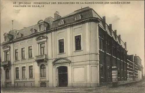 Ak Tournai Wallonien Hennegau, Pensionnat des Religieuses de la S.-U., Chaussee de Lille, Facade