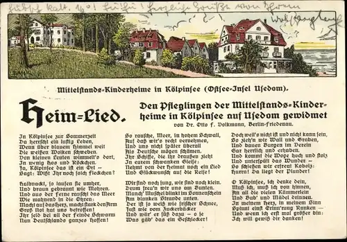 Lied Ak Kölpinsee Loddin auf Usedom, Mittelstandskinderheime, Heimlied, Dr. Otto f. Volkmann