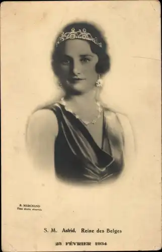 Ak Astrid von Schweden, Königin von Belgien, Portrait