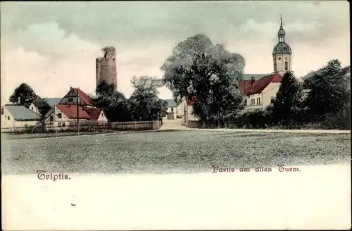 Ak Triptis in Thüringen, Partie am alten Turm