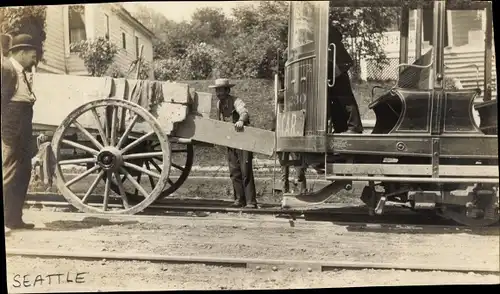 Foto Seattle Washington USA, Street Scenery, Streetcar, Straßenbahn, Fuhrwerk