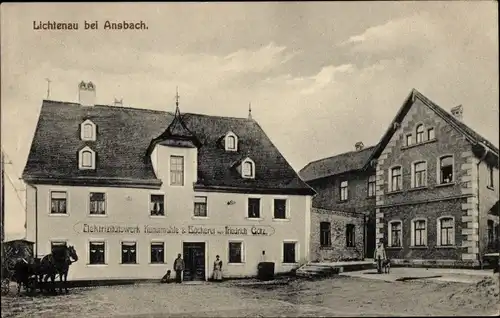 Ak Lichtenau in Mittelfranken, Elektrizitätswerk, Kunstmühle, Bäckerei Friedrich Götz