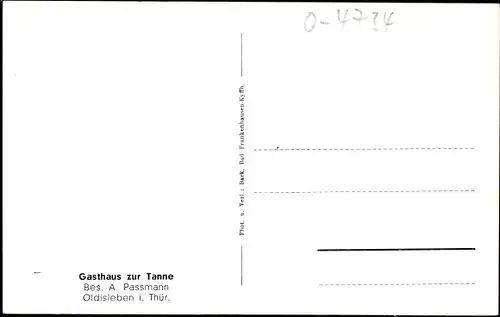Ak Oldisleben am Kyffhäuser Thüringen, Gasthaus zur Tanne