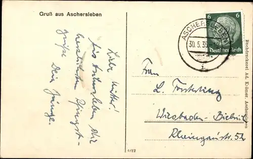 Ak Aschersleben im Salzlandkreis, Bestehornstraße, Rudolf Fiebing Rind- und Schweineschlachterei