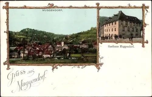 Passepartout Ak Muggendorf Wiesenttal Fränkische Schweiz, Gesamtansicht, Gasthaus Muggendorf