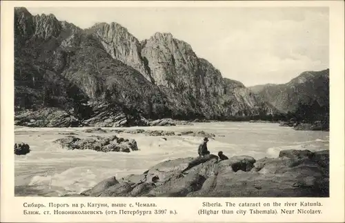 Ak Russland, Sibirien, Landschaft mit Flusspartie, Katun