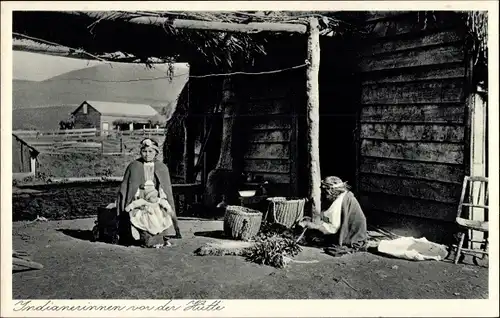 Ak Chile, Frauen vor der Hütte, Araukanien, bayrische Kapuziner