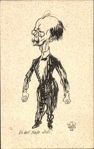 Künstler Ak Malý, Pavel F., Šedesátník Dr. Ant. Hajn, Karikatur, tschechischer Politiker