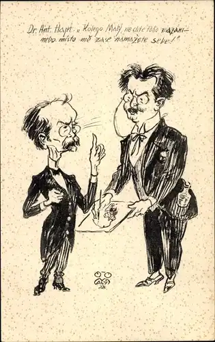 Künstler Ak Malý, Pavel F., Šedesátník Dr. Ant. Hajn, Karikatur, tschechischer Politiker