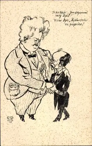 Künstler Ak Malý, Pavel F., Šedesátník Dr. Ant. Hajn, Karikatur, tschechischer Politiker