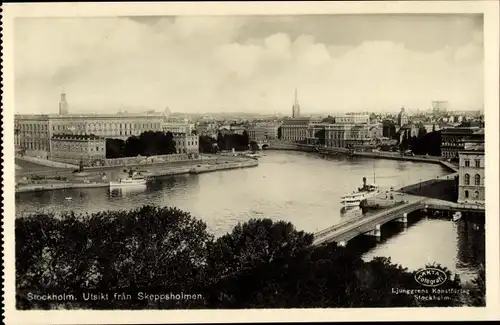 Ak Stockholm Schweden, Utsikt fran Skeppsholmen
