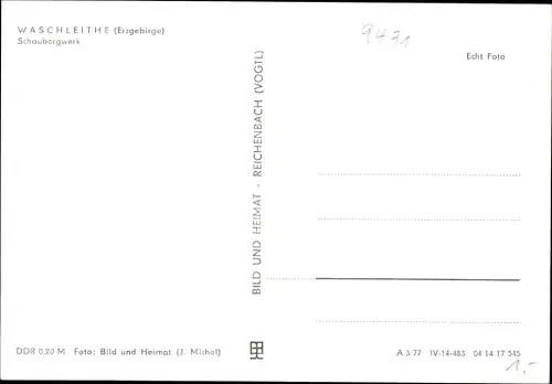 Ak Waschleithe Grünhain Beierfeld im Erzgebirge, Schaubergwerk