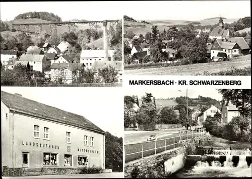 Ak Raschau Markersbach im Erzgebirge, Landkaufhaus Mittweidatal, Panorama