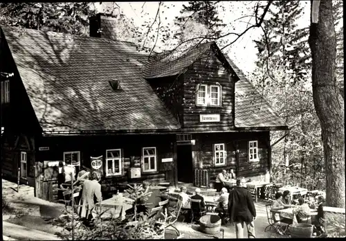 Ak Waschleithe Grünhain Beierfeld im Erzgebirge, Gaststätte Köhlerhütte Fürstenbrunn, Oswaldtal