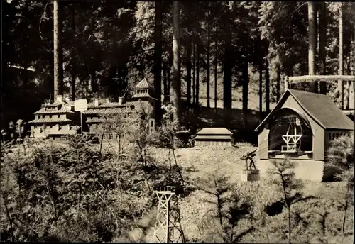 Ak Waschleithe Grünhain Beierfeld, Heimateck, ehem. Unterkunftshaus m. Bergstation, Fichtelberg