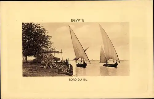 Ak Ägypten, Bord du Nil, Segelboote