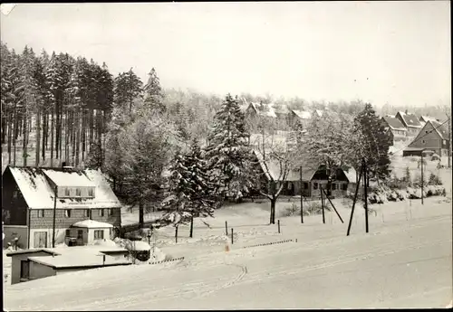 Ak Holzhau Rechenberg Bienenmühle Erzgebirge, Ortsansicht im Winter
