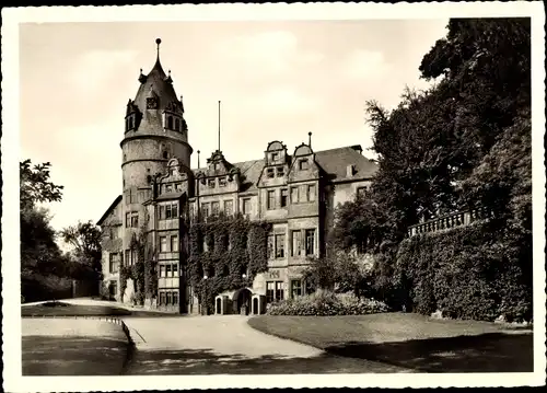 Ak Detmold, Vorderansicht vom Schloss, Fassade, Turm