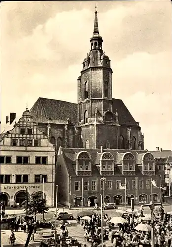 Ak Naumburg an der Saale, Markt mit Wenzelskirche, Uta-Kunst-Stube