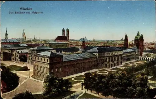 Ak München, Kgl. Residenz und Hofgarten
