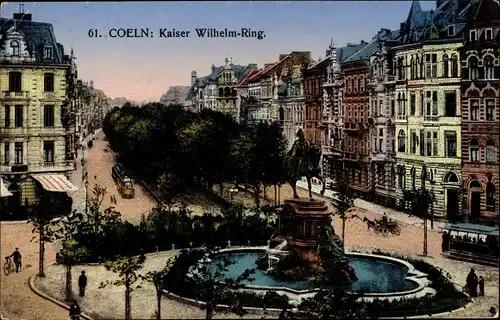 Ak Köln am Rhein, Kaiser Wilhelm Ring, Denkmal