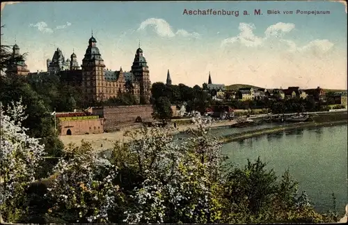 Ak Aschaffenburg in Unterfranken, Blick vom Pompejanum