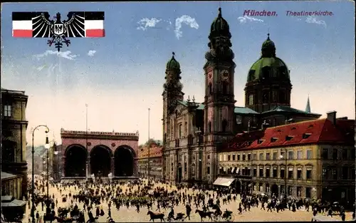 Ak München, Theatinerkirche, Feldherrnhalle