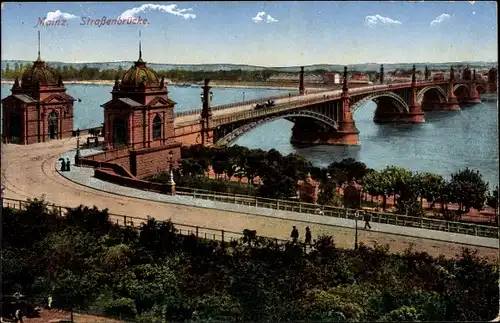 Ak Mainz am Rhein, Straßenbrücke