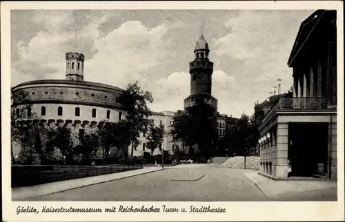 Ak Görlitz in der Lausitz, Kaisertrutzmuseum mit Reichenbacher Turm u. Stadttheater