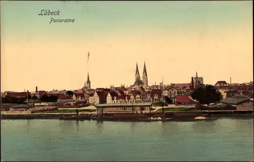 Ak Hansestadt Lübeck, Panorama