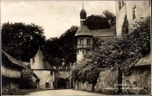 Ak Rochsburg Lunzenau in Sachsen, Wehrgang mit Wächterturm