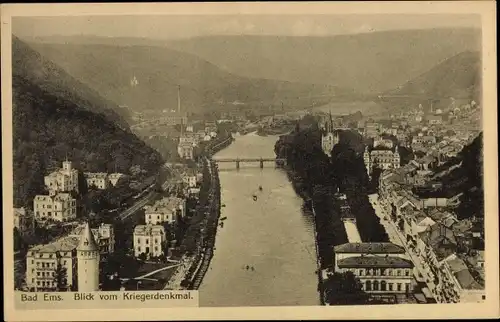 Ak Bad Ems an der Lahn, Blick vom Kriegsdenkmal