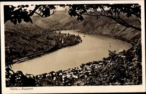 Ak Kamp Bornhofen Rheinland Pfalz, Ort, Fluss, Boppard, Durchblick