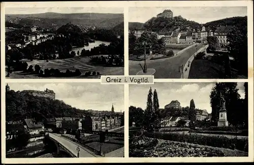 Ak Greiz im Vogtland, Ortsansichten, Denkmal