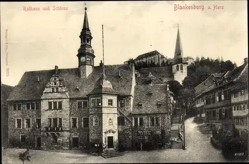 Ak Blankenburg am Harz, Rathaus und Schloss
