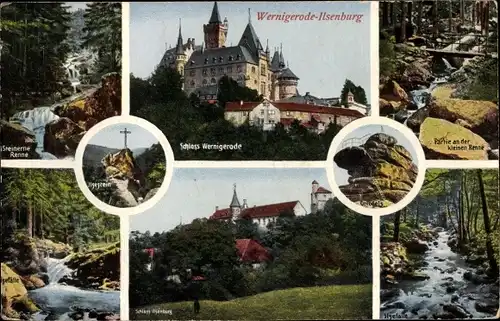Ak Wernigerode im Harz, Ilsenburg, Schloss, Steinerne Renne, kleine Renne