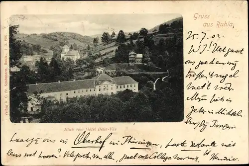 Ak Ruhla in Thüringen, Blick vom Hotel Belle-Vue
