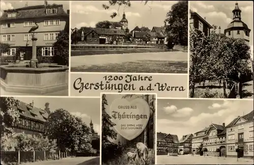 Ak Gerstungen in Thüringen, Ortsansichten, Markt, Brunnen