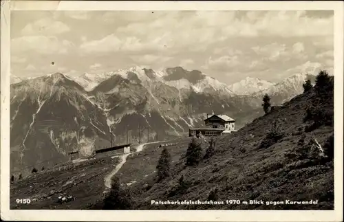 Ak Innsbruck Tirol, Patscherkofel, Patscherkofelschutzhaus, Blick gegen Karwendel