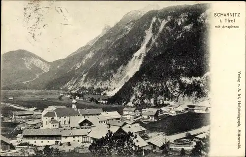 Ak Scharnitz in Tirol, Panorama mit Arnspitzen