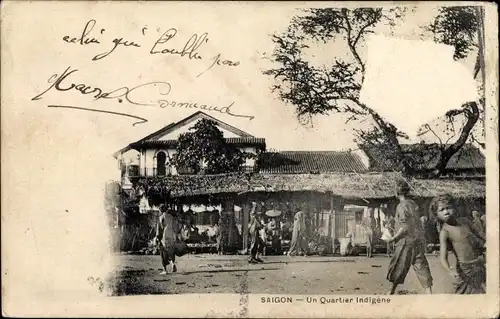 Ak Saigon Cochinchine Vietnam, Un Quartier Indigene
