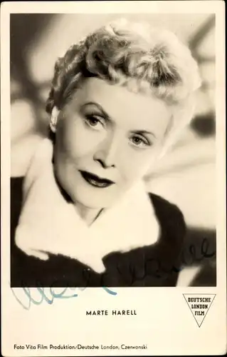 Ak Schauspielerin Marte Harell, Portrait, Autogramm