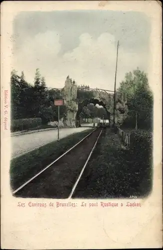 Ak Laeken Bruxelles Brüssel, le pont Rustique, Felsenbrücke