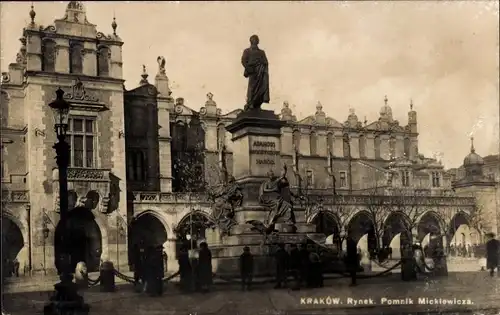 Ak Kraków Krakau Polen, Rynek, Pomnik Micklewicza, Denkmal